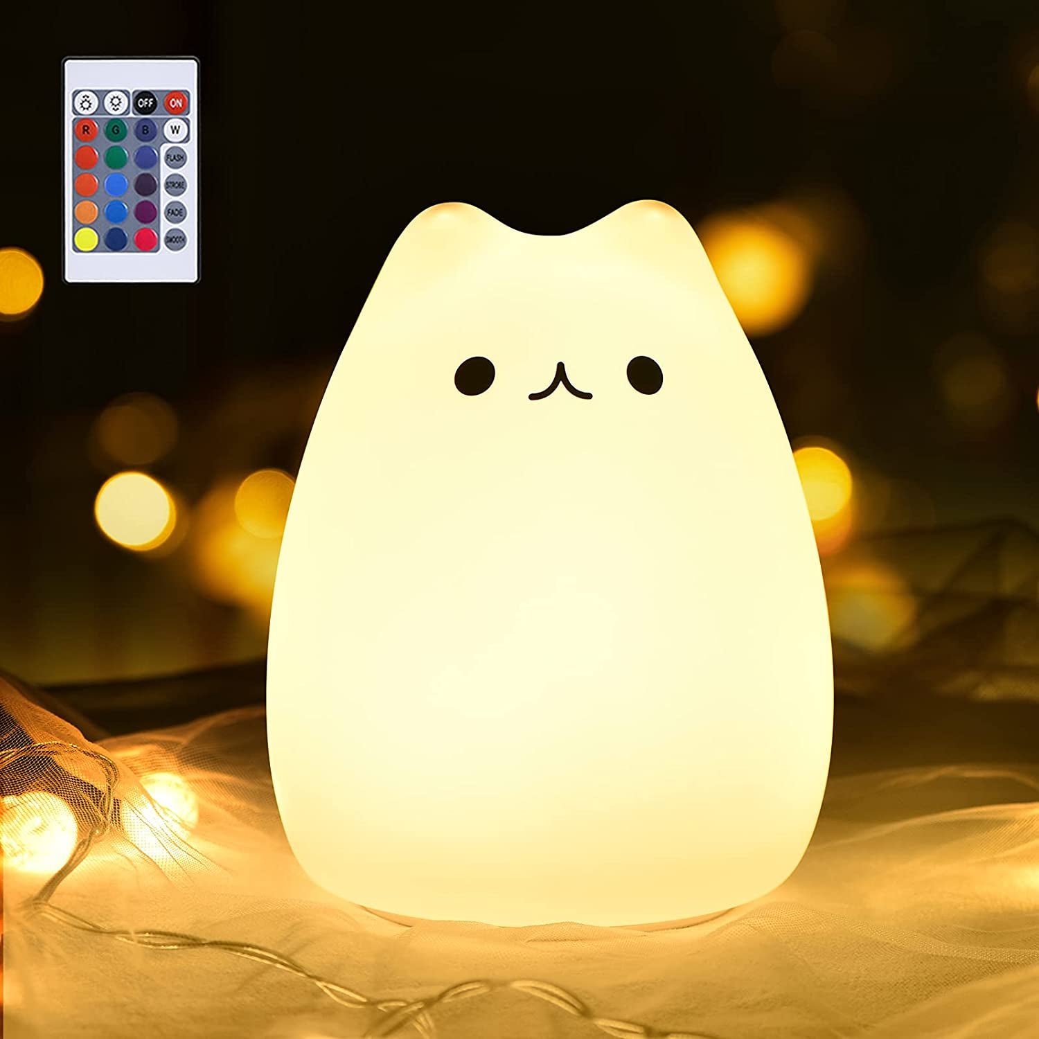 Lámpara Gatito LED para Niñas con Control Remoto