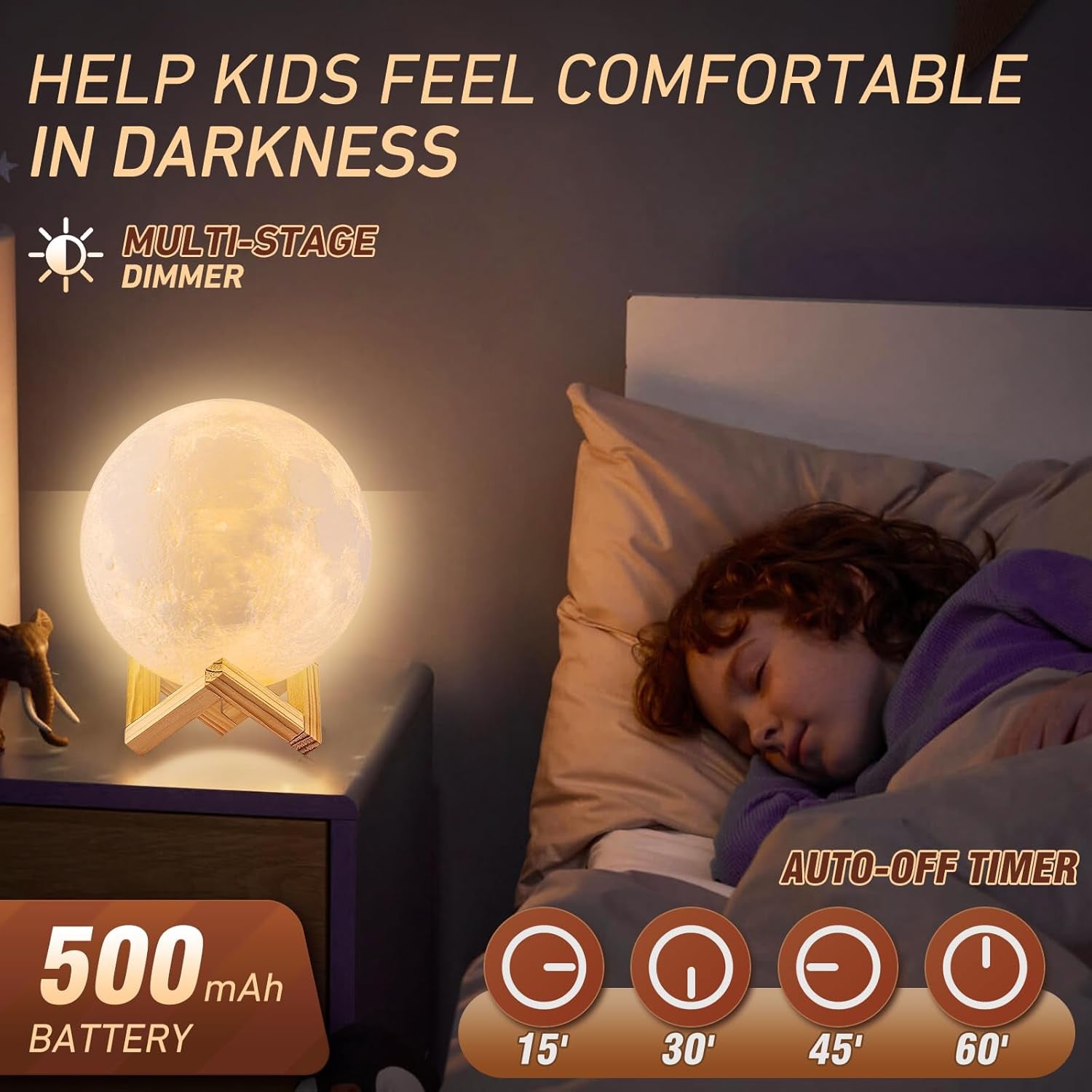Lámpara Luna LED 3D con 16 Colores y Control Remoto para Dormitorio Infantil