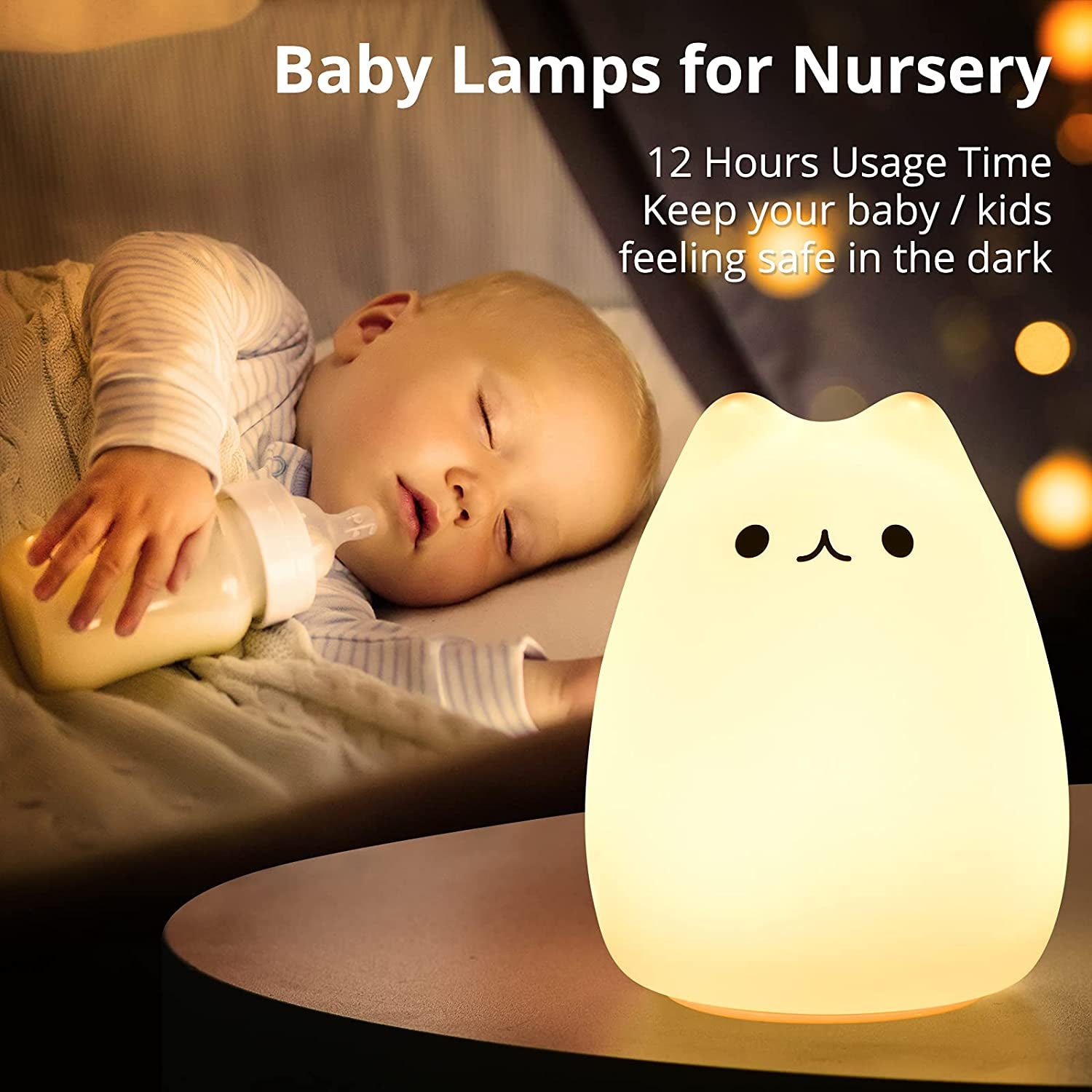 Lámpara Gatito LED para Niñas con Control Remoto